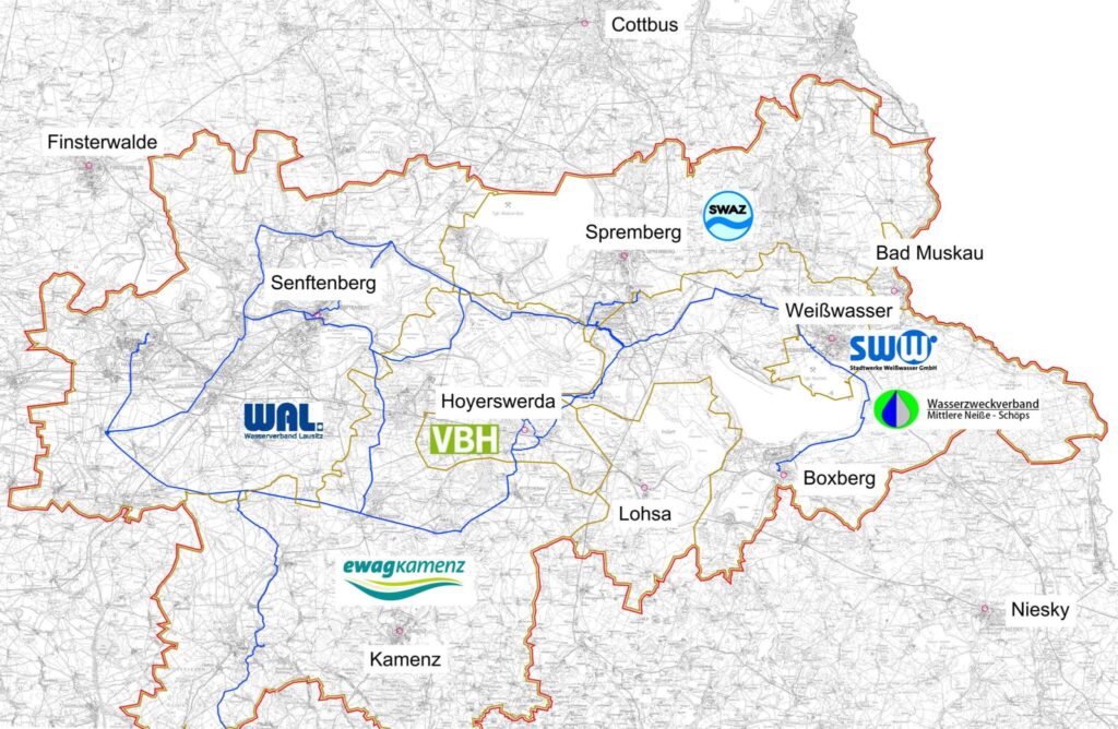 240 Kilometer Wasserleitung müssen bis 2038 umgerüstet werden. Grafik: ewag Kamenz
